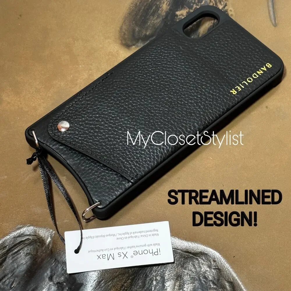 NEW! BANDOLIER Genuine Leather iPhone XS MAX Black Crossbody Case! NWT RARE